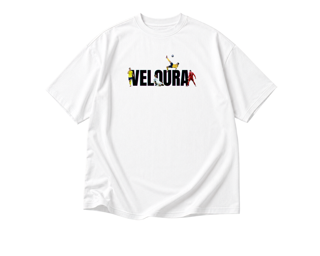 VELOURA High-Quality Elite Football Graphic Tee – White & black Editions