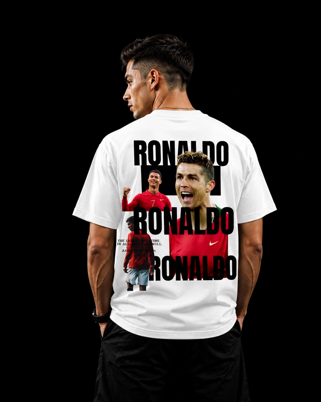 VELOURA High-Quality Elite Football Graphic Tee – White & black Editions